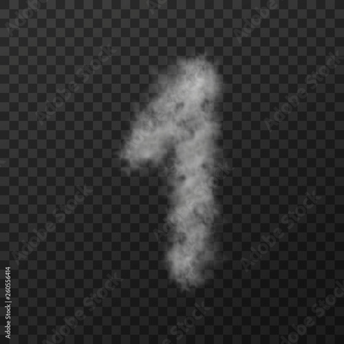 vector design of smoke textured number means one, isolated on transparent background