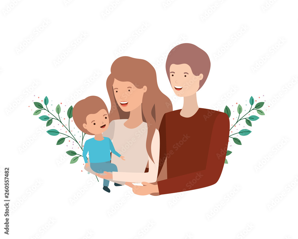 couple of parents with son avatar character couple of parents with son avatar character