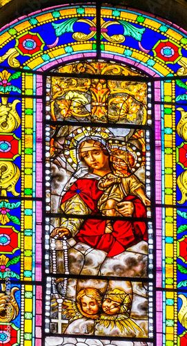 Mary Baby Jesus Stained Glass Santo Domingo Church Mexico City Mexico © Bill Perry