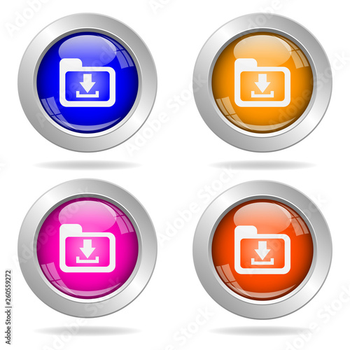 Set of round color buttons. Download icon