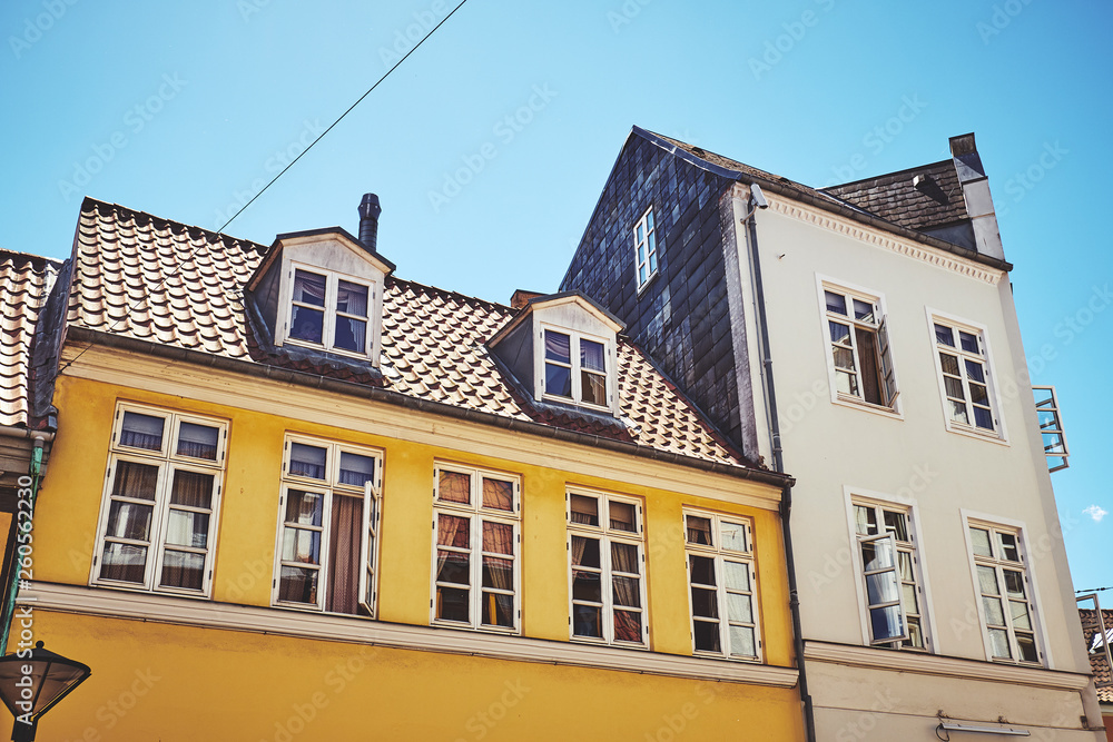 Fototapeta premium Beautiful Streets of the Old City. Odense, Denmark.