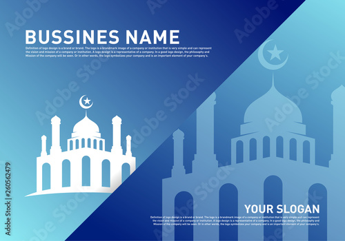 Mosque Muslim Icon Simple Background vector Illustration design template. Eid Mubarak Greeting Card