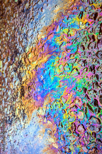 Oil Petrol Pollution Rainbow Spill on A Road