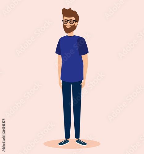happy man wearing glasses with casual clothes