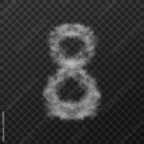 vector design of smoke textured number means eight, isolated on transparent background