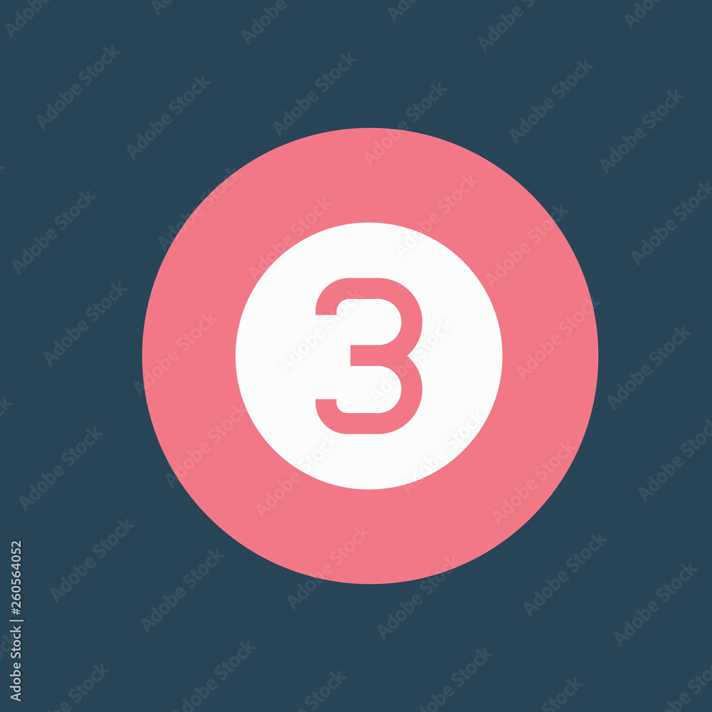 Silhouette icon ball number three Silhouette icon ball number three