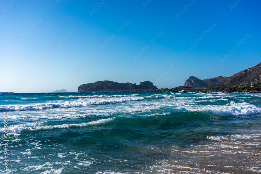 Waves on the beach of Falasarna, Greece, Crete Waves on the beach of Falasarna, Greece, Crete