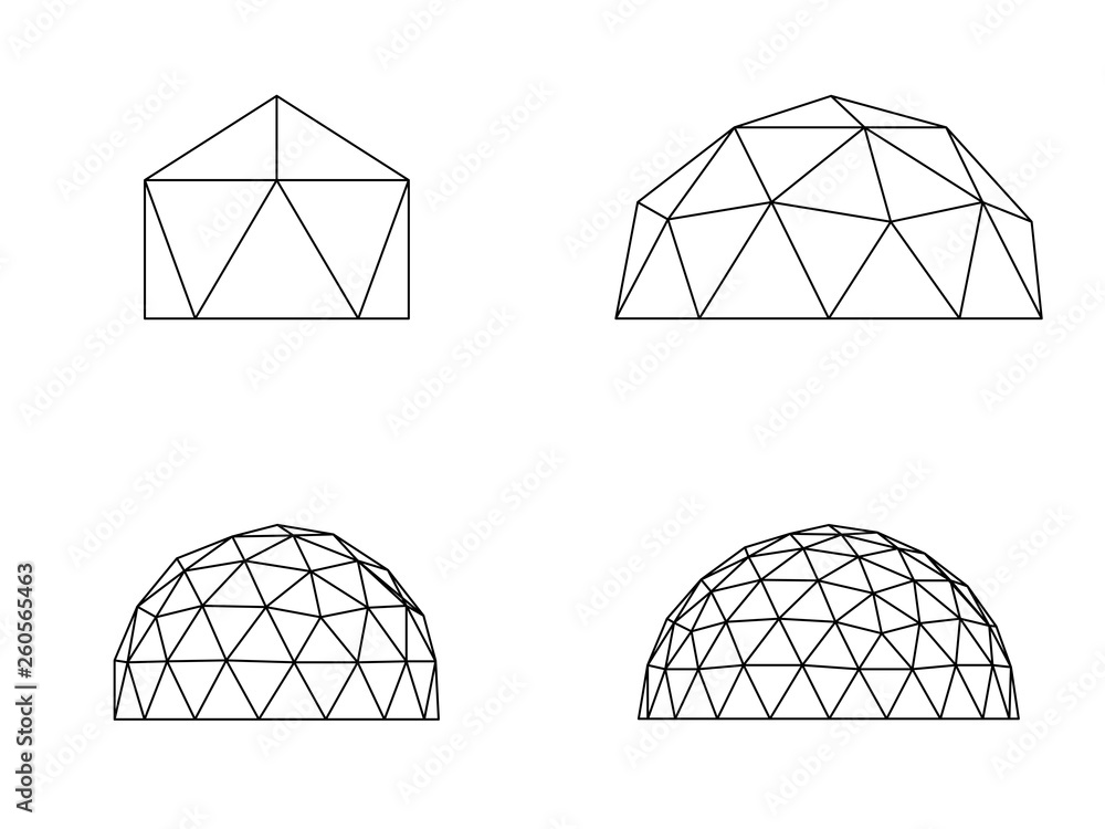 Geodesic domes illustration vector - obrazy, fototapety, plakaty 