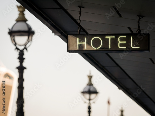 Hotel sign in London, England