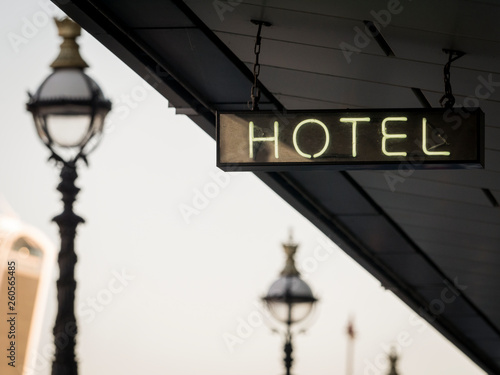 Hotel sign in London  England