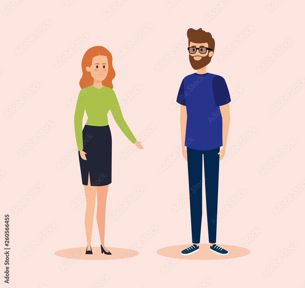 Obraz premium woman and man with casual clothes and hairstyle