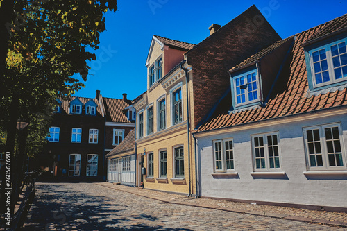 Beautiful Streets of the Old City. Odense, Denmark. © badahos