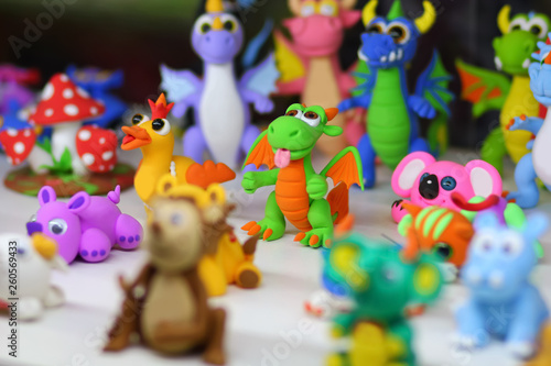 Funny creatures made of playdough/ modeling clay. Preschool arts and crafts