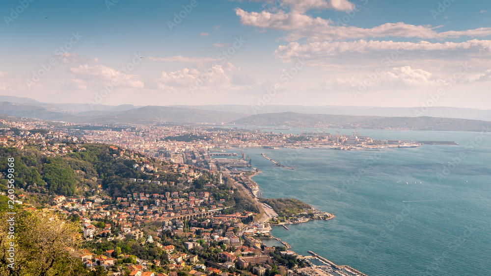 Panoramic view of the beautiful city of Trieste in Italy