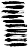 Collection of vector brush strokes. Abstract lines and black spots isolated on white background