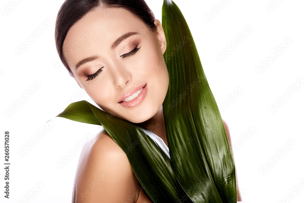 Fototapeta premium Gorgeous girl posing at white background