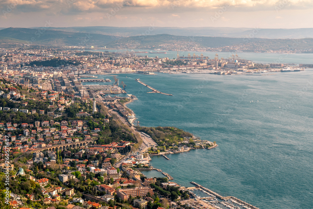 Panoramic view of the beautiful city of Trieste in Italy