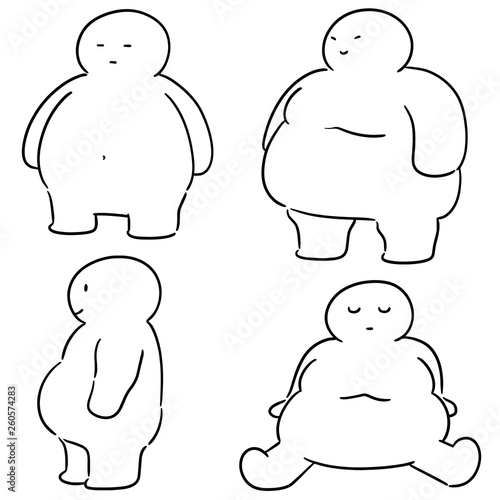 vector set of fat people
