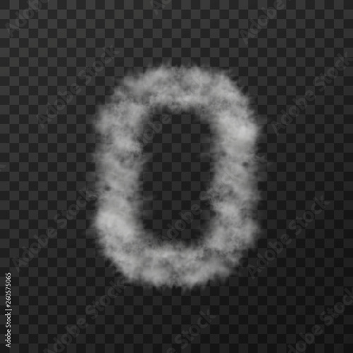 vector design of smoke textured number means zero, isolated on transparent background