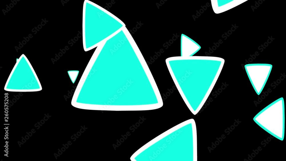 Colored triangle with white side strokes, rotating on a black background. Triangle animation background Colored triangle with white side strokes, rotating on a black background. Triangle animation background