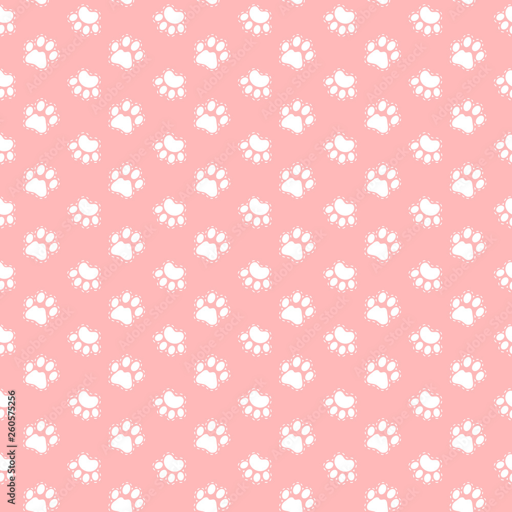 Vector seamless pattern with dog and cat paws. For print on clothes for boys and girls, cover, wrappig paper. Vector seamless pattern with dog and cat paws. For print on clothes for boys and girls, cover, wrappig paper.