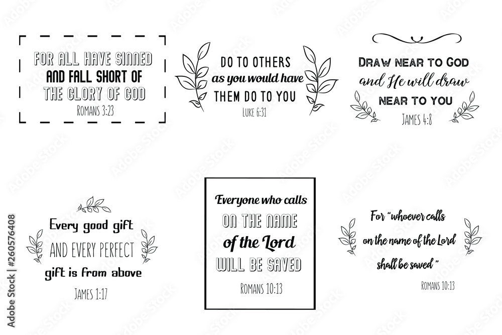 Set of Christian sayings. Bible verses vector quotes for typography and Social media post