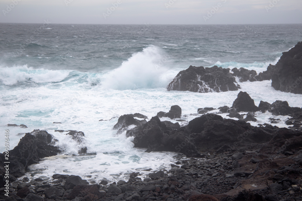 Storm over Termas de Ferraria in Sao Miguel island Azores Portugal