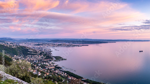 Panoramic view of the beautiful city of Trieste in Italy