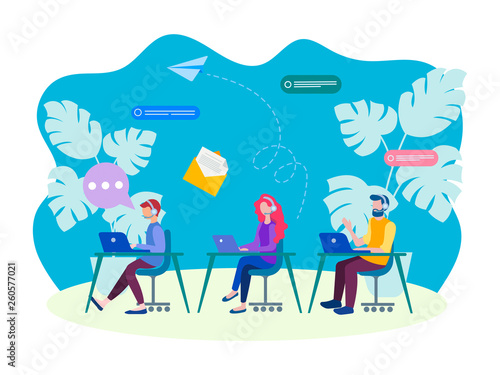 The concept of communication, online help, hotline, receiving calls in the office, tour desk, call center