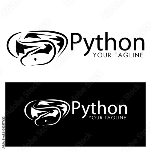 Black python logo template. Black python Monogram