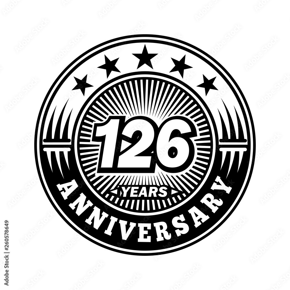 126 years anniversary. Anniversary logo design. Vector and illustration.