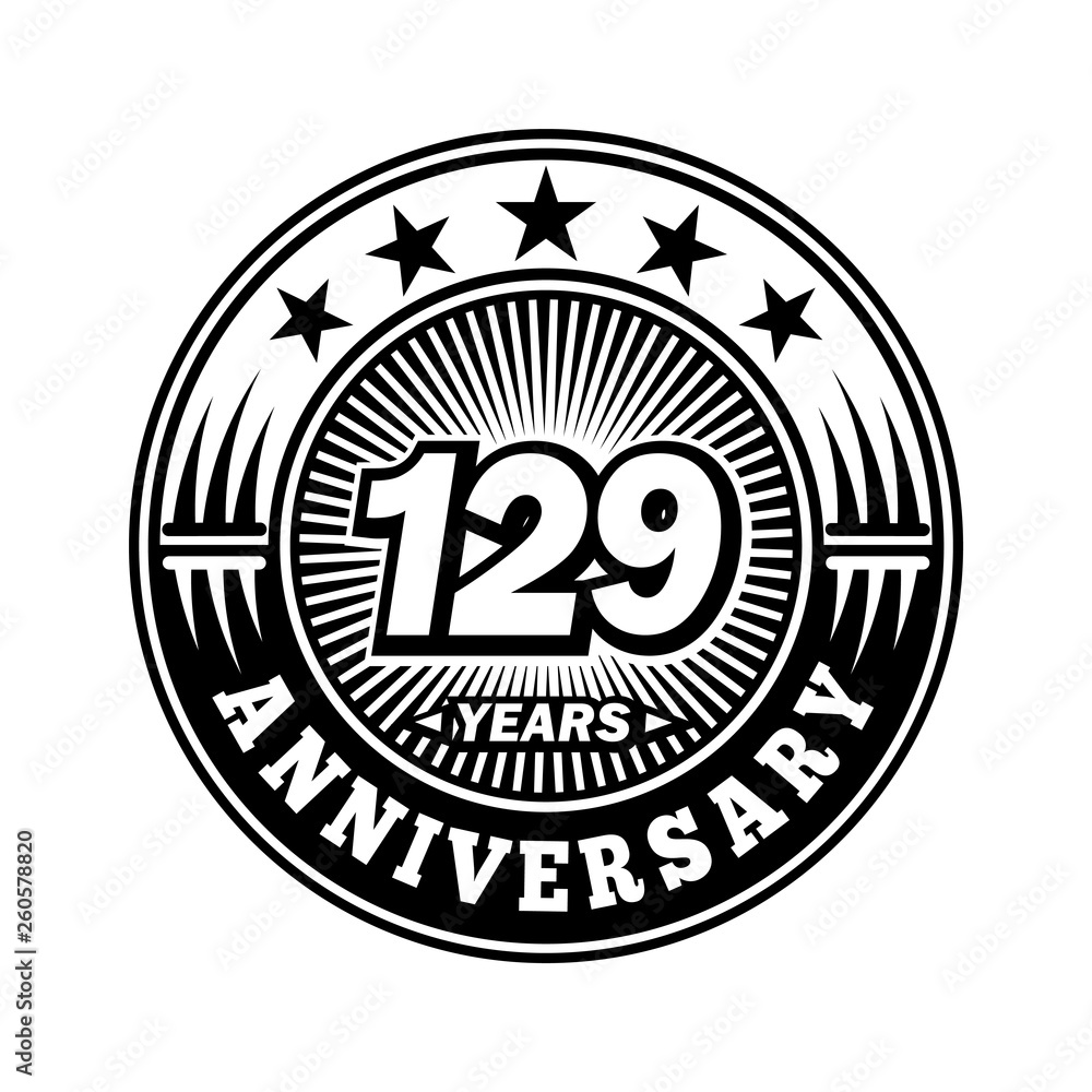 129 years anniversary. Anniversary logo design. Vector and illustration.