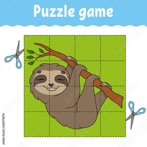 Puzzle game for kids . Education developing worksheet. Learning game for children. Activity page. For toddler. Riddle for preschool. Simple flat isolated vector illustration in cute cartoon style. photo