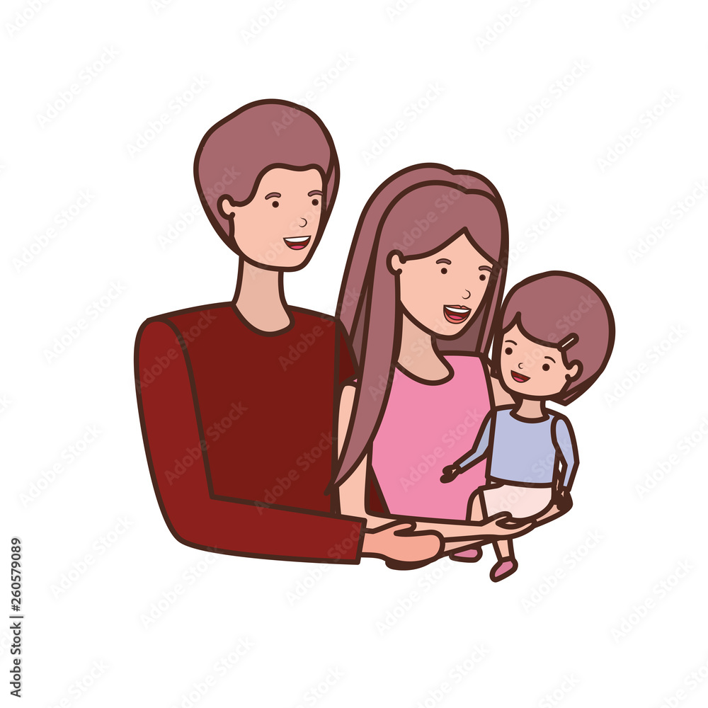 couple of parents with daughter avatar character couple of parents with daughter avatar character