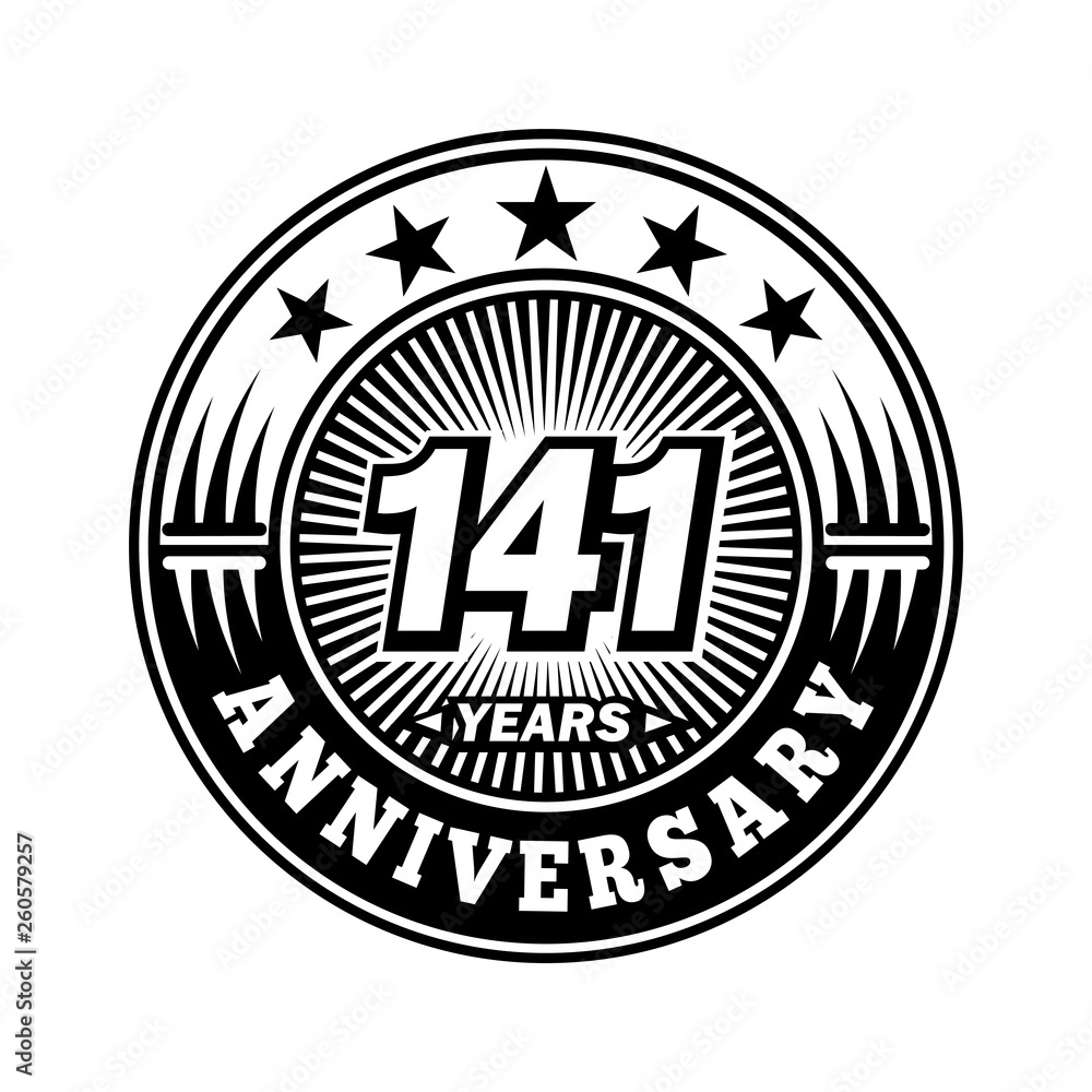 141 years anniversary. Anniversary logo design. Vector and illustration.