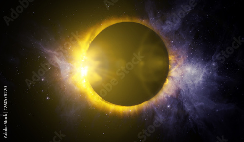 total solar eclipse, view from space, elements of this image furnished by nasa b