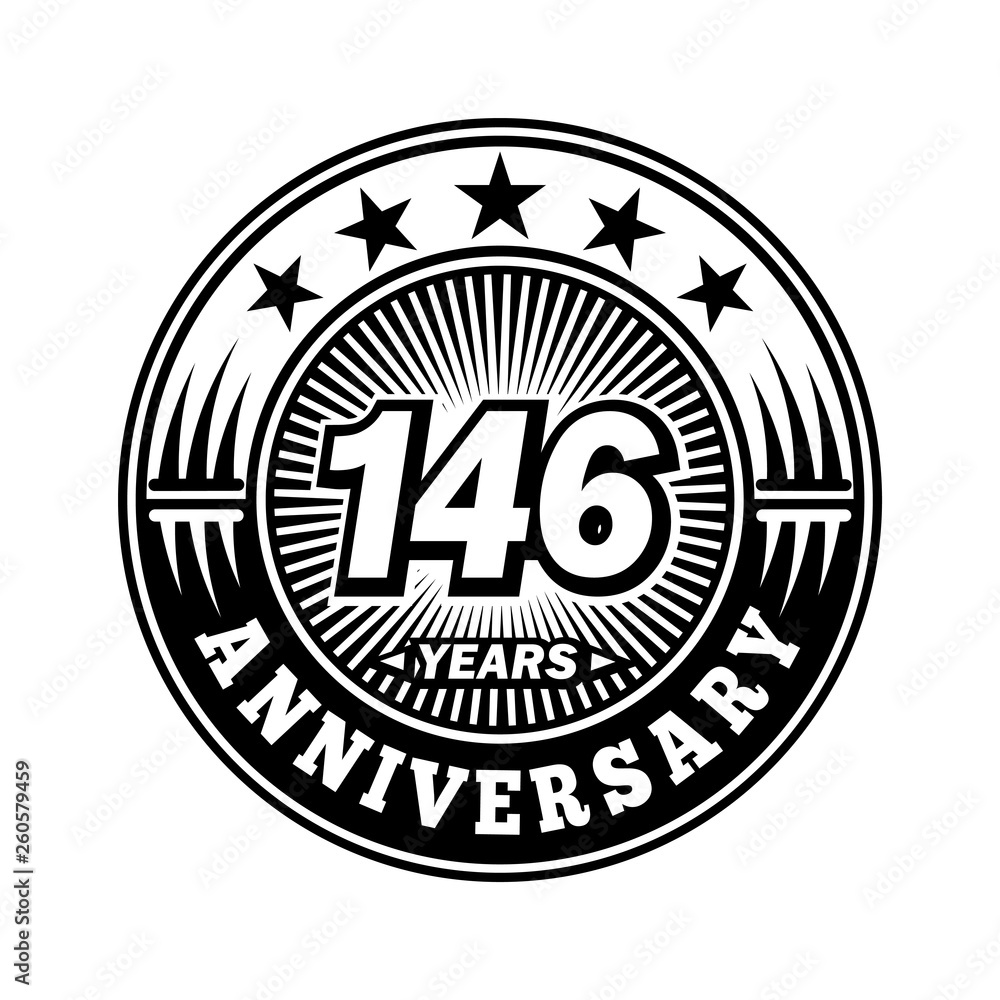146 years anniversary. Anniversary logo design. Vector and illustration.
