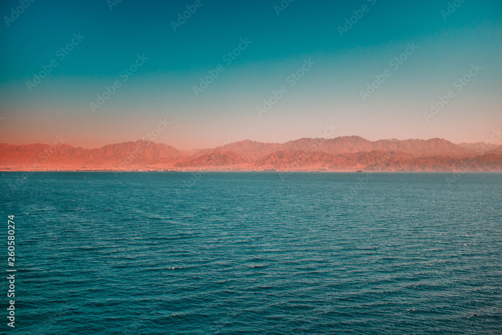 Fototapeta premium Sea in Isarel with mountains