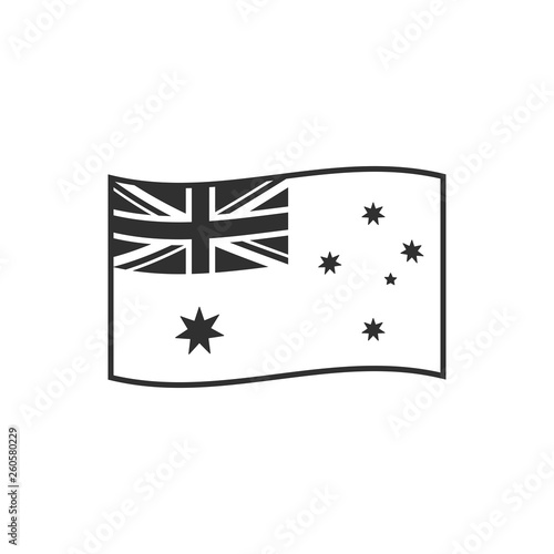 Australia flag icon in black outline flat design. Independence day or National day holiday concept.