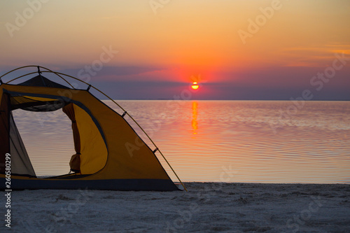 tent on a sunset background
