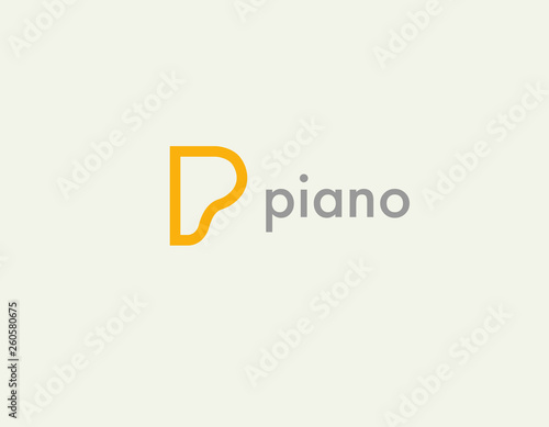 Linear icon logo letter P and piano for company