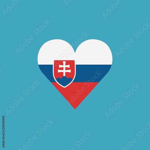 Free Download Slovakia flag icon in a heart shape in flat design. Independence day or National day holiday concept. - GFXLoad