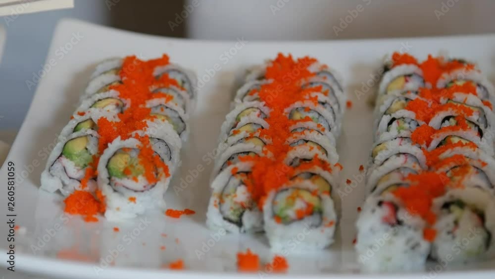 Small tray of sushi white plate Small tray of sushi white plate