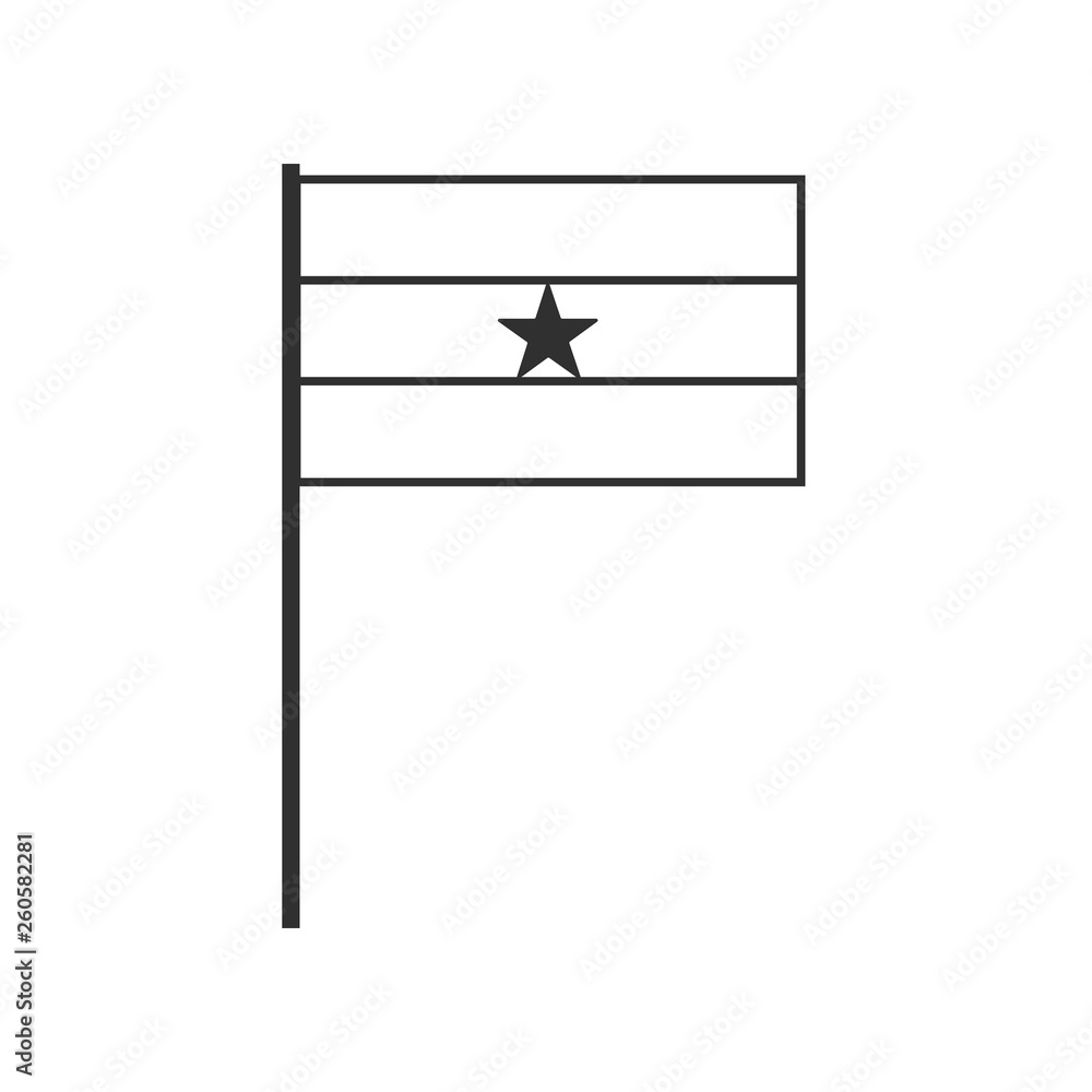 Ghana flag icon in black outline flat design. Independence day or National day holiday concept. Ghana flag icon in black outline flat design. Independence day or National day holiday concept.