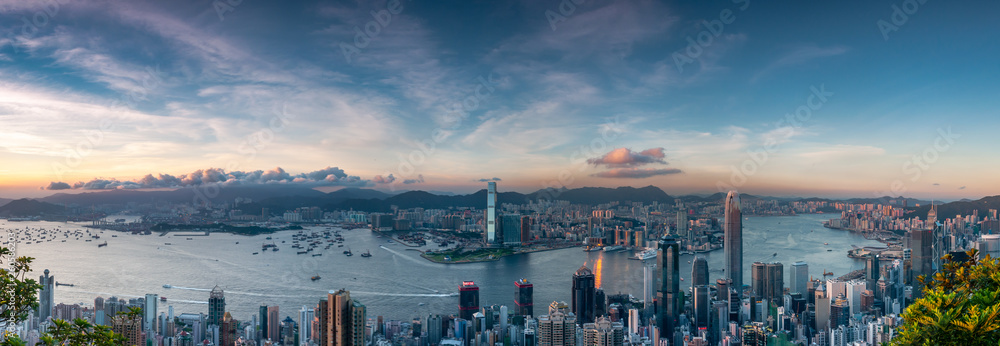 Hong Kong Victoria Harbour View, top view from peak Stock Photo | Adobe ...