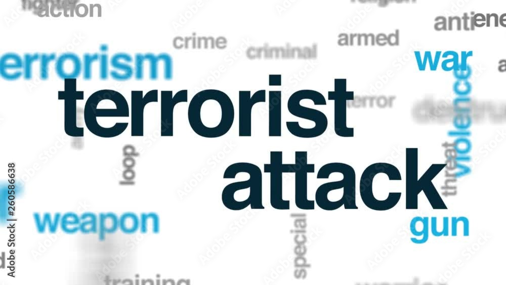 Terrorist attack animated word cloud. Kinetic typography. Terrorist attack animated word cloud. Kinetic typography.