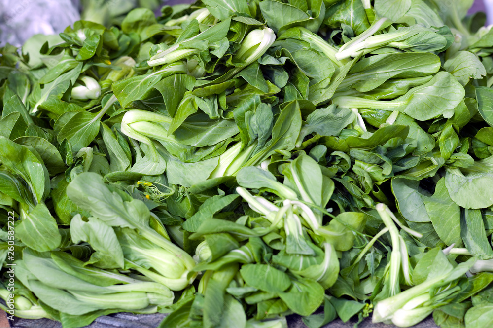 Loose baby bok choy at farmers market Loose baby bok choy at farmers market