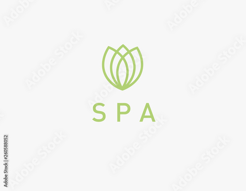 Linear icon logo flower tulip for spa salon