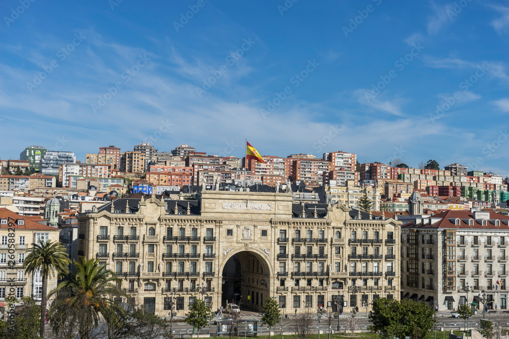 Fototapeta premium View of the Santander Bay in Spain. Cantabrian Sea north of the Iberian Peninsula
