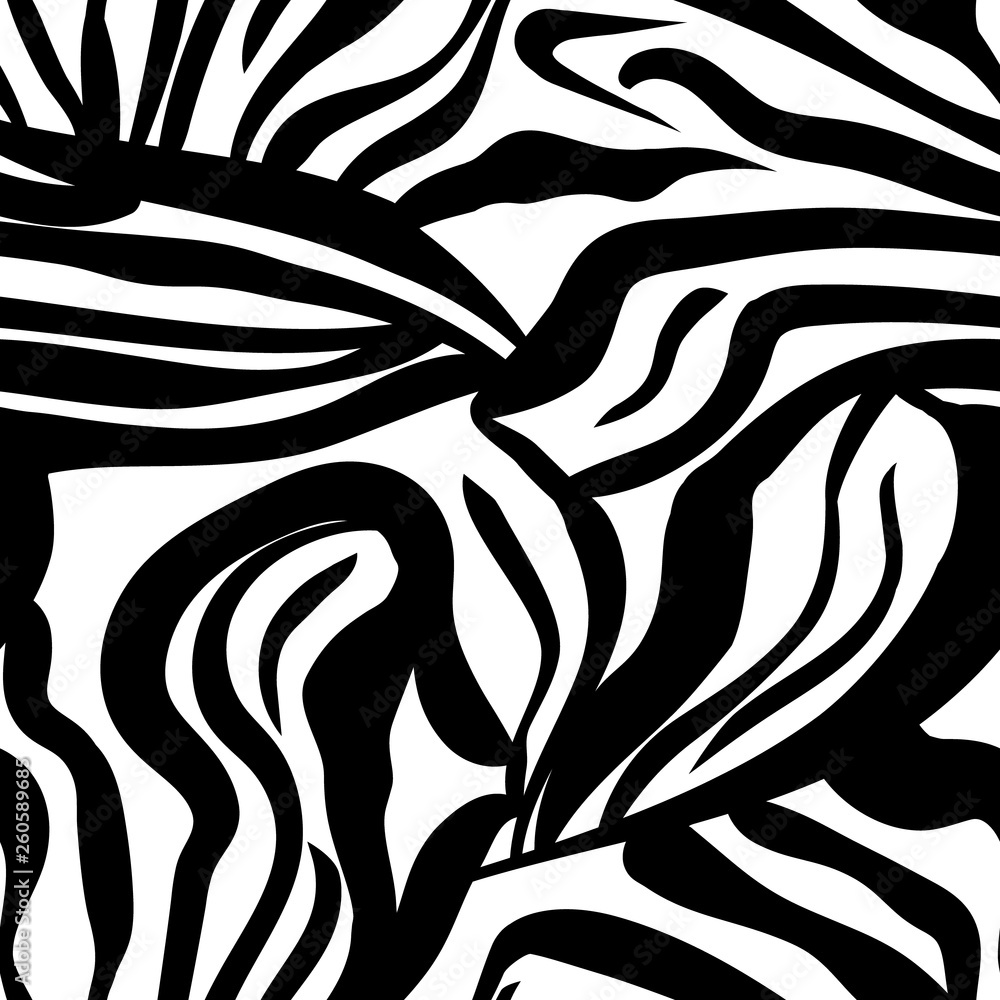 Vector illustration of seamless zebra pattern. Simple background